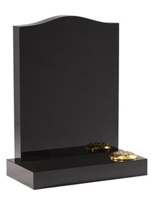 All polished black granite Ogee memorial headstone
